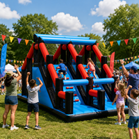 Parcours d'obstacles gonflable commercial NBINFLATABLE 5K en PVC avec défi d'escalade pour événements de team building (capacité maximale 50-200 personnes)