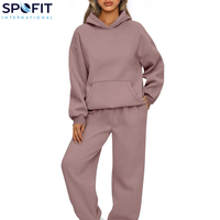 Survêtements d'hiver personnalisés pour femmes grandes tailles, style urbain, en molleton uni brodé, ensembles de sport OEM personnalisables, devant