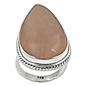 Elegant Women's 925 Sterling Silver Teardrop Cocktail Ring with Brown <b>Rose</b> <b>Quartz</b> Gemstone Bezel Setting Party <b>Jewelry</b> Accessory - Product Image 2