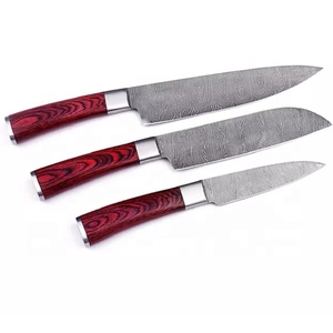 Juego de cuchillos de Chef de acero de Damasco multifuncional profesional hecho a mano para uso en la cocina con verduras en mente - Product Image 1