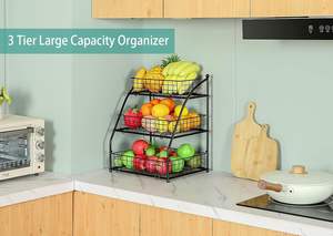 Premium Quality Detachable 3-Tier <b>Metal</b> Fruit <b>Basket</b> Home and Kitchen Multipurpose Storage <b>Baskets</b> - Product Image 4