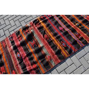 Alfombra de lana negra Roja turca Vintage, 31x105 pies, área grande, patrón de rompecabezas, alfombras rectangulares de pasillo para adolescentes, látex de 10mm de espesor - Product Image 5