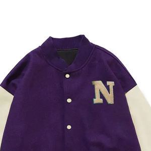 Chaqueta con letras de béisbol Vintage personalizada para hombre, estilo callejero de lana con cuello levantado, logotipo de cuero liso, bordado de chenilla - Product Image 2