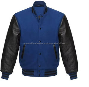 Veste universitaire en cuir et laine d'hiver pour homme de haute qualité, avec manches chauffantes coupe-vent enduites, col montant, vente en gros - Product Image 4