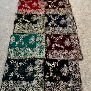 Trendy Dark Georgette <strong>Saree</strong> with Full Jaal Work, Crystal Stones, Real Zari &amp; Partywear <strong>Blouse</strong> Ideal for <strong>Winter</strong> Celebrations