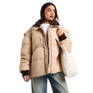 Veste courte matelassée pour femme personnalisée pour l'hiver, en tissu polyester respirant en toile tricotée, standard 1 pièce - Product Image 1