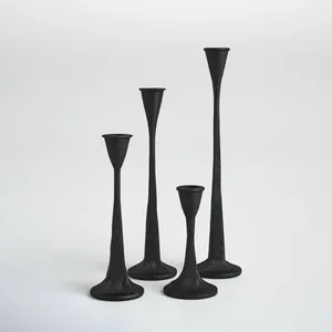 Nordic Black Metal Candle Holder | Custom Logo Candle Stand for Wedding & Event Decor | Factory Direct Wrought Iron Candlestick - Product Image 1