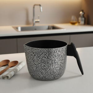 Olla para Leche de Aluminio con Revestimiento Antiadherente Esmaltado en Gris Piedra, Estilo Retro, 14 cm, Compatible con Valsecchi, Modelo 648142 - Product Image 3