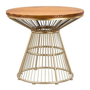 โต๊ะข้างเคลือบทองดีไซน์ทำด้วยมือพร้อมท็อปไม้โต๊ะกาแฟในร้านอาหารเฟอร์นิเจอร์ห้องนั่งเล่นโต๊ะข้าง - Product Image 1