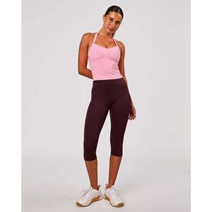 Leggings de Cintura Alta 3/4 para Mujer con Bolsillos - Color Cereza - Product Image 2