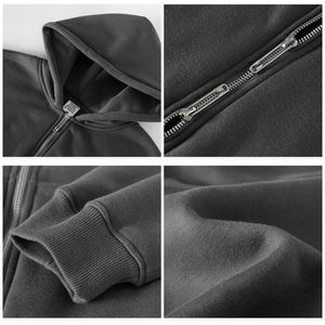 OEMODM High Street New Style 350g 42% algodón 58% poliéster Pareja Ropa informal Alta calidad en blanco Fleece Zip Hoodie para hombres - Product Image 3