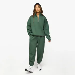 65% Cotton 35% Polyester Racing Green Athletics Club 1/4 Zip Funnel Women's Cropped Breathable Tracksuit