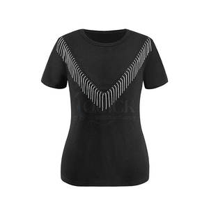 Camiseta de algodón de verano de secado rápido transpirable ecológica lisa personalizada al por mayor para mujer de varios colores - Product Image 4