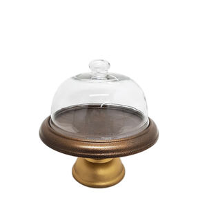 Soporte redondo de hierro y vidrio para pasteles, herramientas de decoración de tartas de latón martillado de Color para Hotel y cocina - Product Image 3