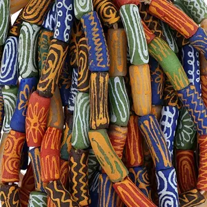 African Glass Krobo Trade <b>Beads</b> Multi Color With Pattern for <b>Jewelry</b> <b>Making</b> - Product Image 2