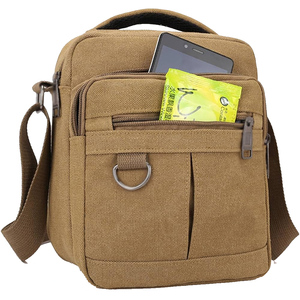 Vintage Genuine Leather Waxed Canvas <b>Messenger</b> <b>Bag</b> for <b>Men</b> Women's XL Briefcase with Portable Feature and Polyester Lining - Product Image 5