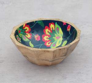 ชามเสิร์ฟไม้สำหรับสลัดหรือผลไม้พร้อมชามสลัดดีไซน์ภายในแบบทำมือ - Product Image 4