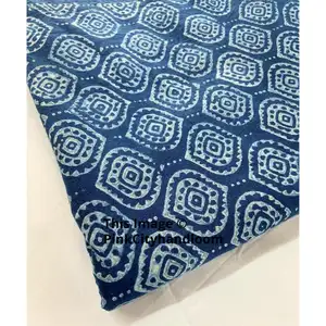 Natural Cotton Fabric For Women Making Fancy Dress Running Sewing Hand Block Print Indigo Blue Fabric Floral Print Cloth