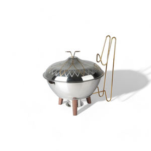 Platos modernos de acero inoxidable para servir, calentador de frotamiento de buffet dorado plateado rectangular con calefacción de combustible de capacidad de 8L para bodas - Product Image 3