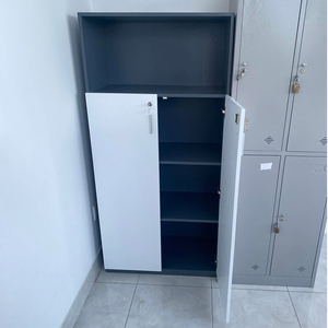 Armoire de rangement en métal minimaliste avec serrure 80x40x166cm Bois de caoutchouc THS68040 - Approuvé pour bureau/atelier - Product Image 4