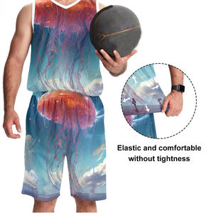Pantalones cortos de baloncesto de verano para hombre, cómodos y transpirables, deportivos, Bsci con logotipo personalizable, camiseta de baloncesto de talla grande - Product Image 5