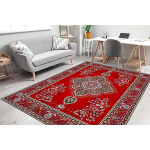 พรมพิมพ์ลายดีไซน์วินเทจ - สีน้ำเงิน, สีแดง, สไตล์โบฮีเมียน, สไตล์ตุรกี, ปรับแต่งได้, พรมเนื้อนุ่มแบบไม่ทอ - Product Image 1