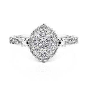 Bague de fiançailles Jeulia Vintage Love Arrow Double Halo en or blanc plaqué or 18 carats - Product Image 4