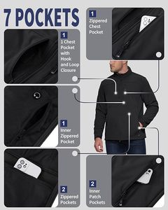 Veste Softshell légère imperméable pour homme avec doublure en polaire chaude Coupe-vent pour les voyages la randonnée le golf la moto la course automobile - Product Image 3