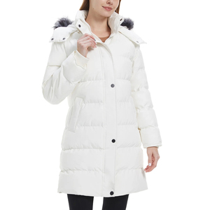 Veste Parka rembourrée en coton épais de marque Duck pour femmes, grande taille, col en fausse fourrure à capuche, fermeture à glissière, vêtements de rue d'hiver, logo - Product Image 2