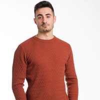 Pull en maille plate légère pour homme Capri, en coton, cachemire et laine, tricot italien personnalisé ODM, col rond, mode raffinée