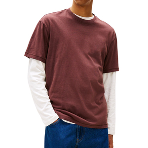 เสื้อยืดผู้ชายแบบเปล่าขายส่ง แขนสั้นซ้อนแขนยาว ผ้าคอตตอนหนา รุ่น Trackstar รับผลิตแบบ OEM แบรนด์ส่วนตัว TSI-G05-P0304 - Product Image 5