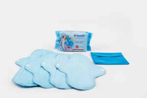 Juego de almohadillas de plástico lavables reutilizables con patrón alado transpirable superabsorbente azul de grado superior, paño de servilleta sanitaria para exportación - Product Image 5