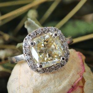 2,80 CTW cojín amarillento corte Halo Moissanite anillo 925 plata esterlina VVS claridad diamante mujer regalo de boda joyería - Product Image 2