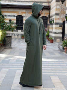 Thobe marocain de luxe pour homme en soie de qualité supérieure, à manches longues, avec poche zippée, broderie artisanale numérique, style traditionnel musulman - Product Image 2