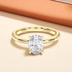 Anillo de compromiso solitario con diamante moissanita de corte ovalado de 1.40 quilates E-F/VVS VS, engastado en plata de ley para mujer - Product Image 4