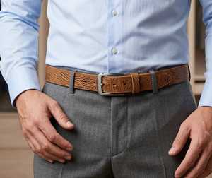 Ceinture plate réglable en cuir véritable de vachette, texture tressée, boucle en acier, motif uni, pour tenue de travail de luxe - Product Image 3