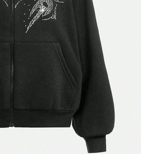 Wholesale Rhinestone Loose Pullover Rhinestone Hoodie Fleece Pocket Rhinestone <b>Hoodies</b> Sweatshirts Heavy Unisex Adult - Product Image 6