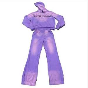 Pantalon de survêtement et sweat à capuche OEM pour hommes, survêtement deux pièces, ensemble OEM de pantalons de survêtement évasés avec effet soleil pour hommes - Product Image 4