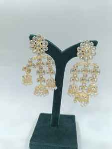 Trendy Necklace Earring <b>Set</b> India Gold Plated Diamond Main Stone Cluster <b>Pearls</b> Weddings Parties Gift Anniversary - Product Image 4