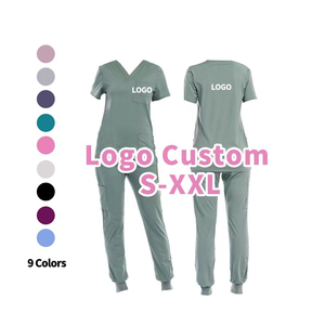 โลโก้ที่กําหนดเองแฟชั่นSrubsทางการแพทย์ขัดชุดVคอพยาบาลชุดเสื้อผู้หญิงพยาบาลแพทย์เครื่องแบบขัดสูท - Product Image 2