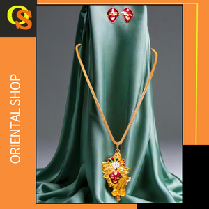 ชุดต่างหูสร้อยคอพร้อมส่งชุดต่างหูสร้อยคอชุบทอง22Ct ชุดต่างหูสร้อยคอดีไซน์พรีเมี่ยมสำหรับผู้หญิงเครื่องประดับ - Product Image 2