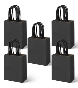 Sacs en papier kraft classiques avec poignées torsadées, impression flexo, fermeture à bouton, noir, marron, blanc, pour les affaires, le shopping, l'emballage alimentaire - Product Image 1