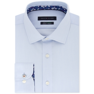 Camisa Casual Floral para Hombre Tommy Hilfiger, Azul, Popelina, Mezcla de Algodón, Corte Ajustado, Antiarrugas, Tallas 34-35 - Product Image 1