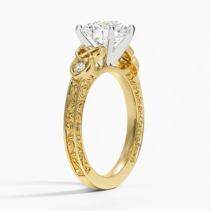 Anillo de compromiso de lujo de oro de 10 quilates atemporal con simetría radiante de diamante cultivado en laboratorio para bodas, aniversarios y fiestas, anillos finos - Product Image 3