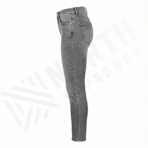 Jeans skinny à taille haute et boutons, style tendance, pour femmes, pantalon respirant, OEM personnalisé, pantalon tendance de qualité supérieure pour femmes - Product Image 3