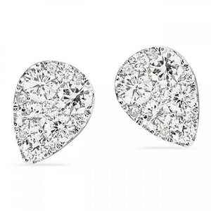 Pendientes de mujer de oro blanco de 14 quilates de alta calidad, racimo en forma de pera con diamantes cultivados en laboratorio de corte completo - Product Image 1