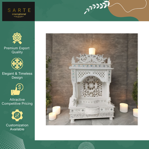 Templo Hindú Mandir Pooja de Mármol Indio, Hecho a Mano, Personalizable, de la Mejor Calidad, con Acabado Pulido a Mano para el Hogar - Product Image 3