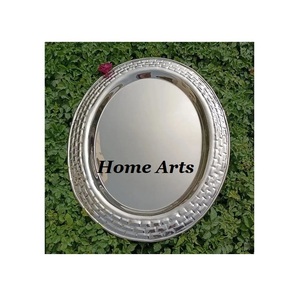 Plateau de service en bois de couleur marron avec poignées en métal ensemble de deux tailles différentes plateau de service alimentaire à bas prix - Product Image 5