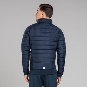 Chaqueta acolchada con cuello levantado para hombre, diseño personalizado, azul, OEM, invierno, Otoño, cremallera, lona lisa, tarifa baja - Product Image 4