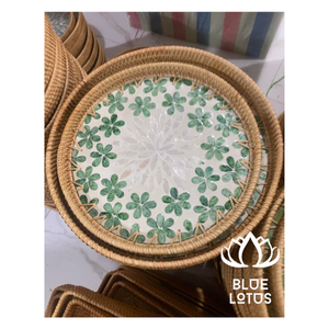 Bandeja con incrustaciones de ratán a granel: Exhibición decorativa, servicio de té gourmet, solución de almacenamiento ecológica-LOTO AZUL VIETNAM - Product Image 1